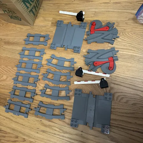 Lego Duplo Train Track Dark Gray 20 Piece Lot ~ many fancy parts