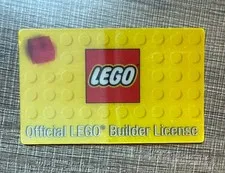 NEW Lego Minifig Official LEGO BUILDER LICENSE -Yellow Party Favor Hologram Card