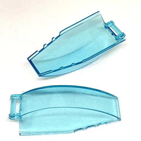 LEGO Trans Lt. Blu Windscreen 8x4x2 No. 35383 23448 Curved w/ Bar Handle Qty 2