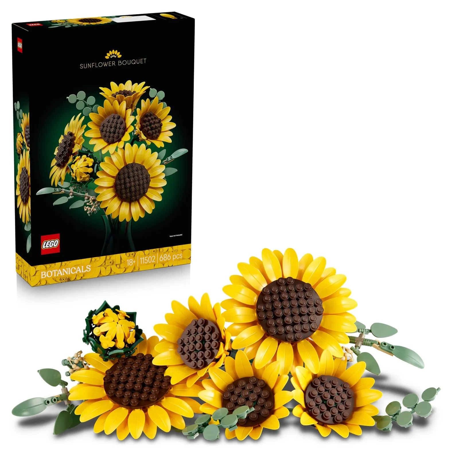 LEGO Botanicals Sunflower Bouquet - Artificial Flowers Set for Adults - Faux Sun