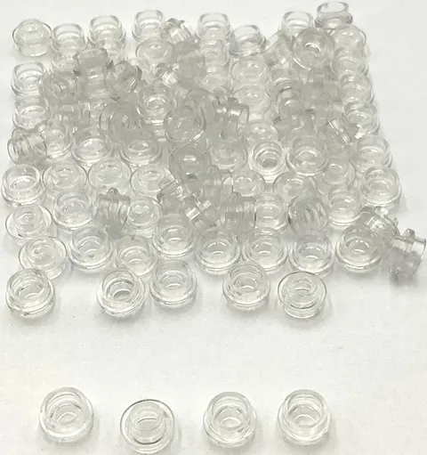 Lego 100 New Trans-Clear Transparent Plates Round 1 x 1 with Open Stud Parts