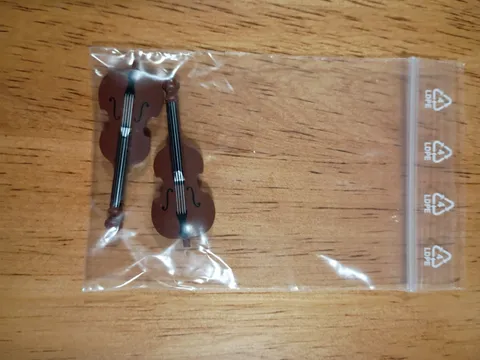 LOT OF 2 -LEGO Double Bass Reddish Brown 80444pb01 Musical Instrument NEW