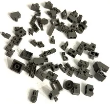 LEGO Dark Grey Mechanical Parts Lot - Hinges, Clips, Pins, Detailing MOC