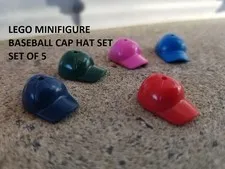 LEGO Minifigure Baseball Cap Hat Set Of 5 Sports Gear