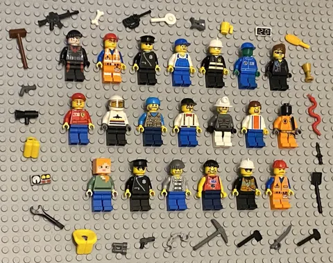 LEGO Minifigures Lot 20 People Fireman Police City Guys Men Girl Town Monster