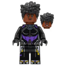 LEGO Marvel Shuri Minifigure sh0843 Black Dark Purple Top New Wakanda Hero