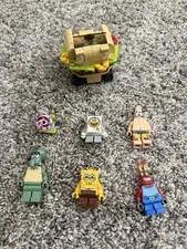 LEGO SpongeBob Minifigures Lot- Squidward, Mr. Krabs, Patrick + Krabby Patty Car