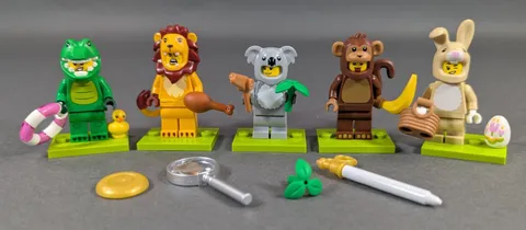 LEGO Series 28 Minifigures Lot of 5 Animal Costumes 71051 Bunny Lion Crocodile