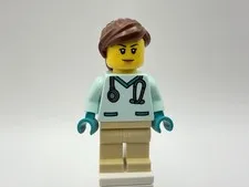 LEGO CITY Part cty1532 - Vet/Doctor, female w/ brown ponytail, gloves - MINT