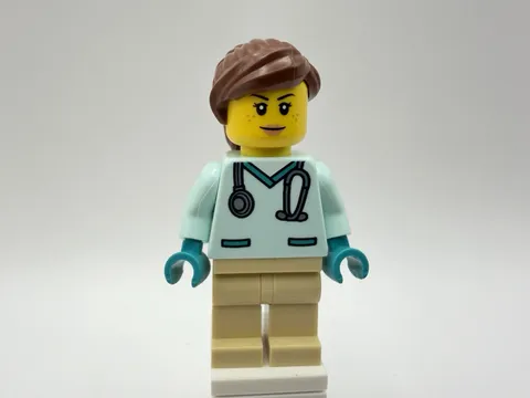 LEGO CITY Part cty1532 - Vet/Doctor, female w/ brown ponytail, gloves - MINT