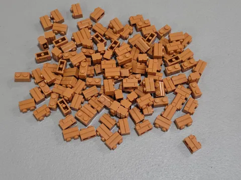 Lego Qty 128 - Medium Nougat - 98283 Brick, Modified 1 x 2 with Masonry 