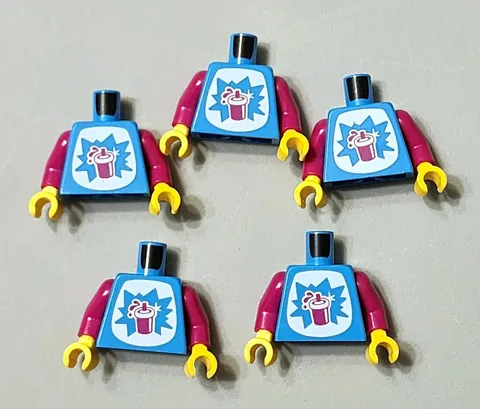 NEW LEGO® 5 Dark Azure Minifigure Torso  White Starburst Explosion Part Slushy 
