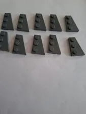 No 378.  10x Lego Wedge Plate 43722 Right 2x3 Dark Grey