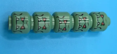 5 X LEGO Troll Heads Castle Minifigure Fig Head Fantasy Sand Green