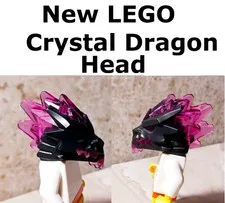 New LEGO Dragon Crystal HEAD Pink See Thru Teeth Beard Dark Pearl Gray Molded