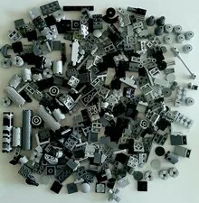 Lego Lot 360 Small Gray and Black Parts, Brackets, Special, Cones, Turntables