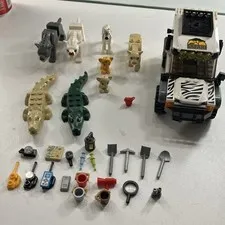 Safari Lot Vehicle w/ Zebra & Crocodile, Printed Parts, Accessories Legos