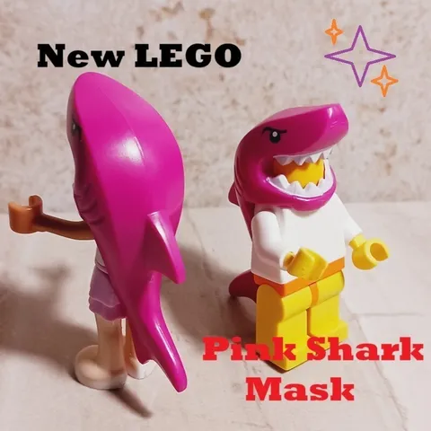 New LEGO Shark Pink Mask Halloween Dress Up Minifigure Fits Friends Too Unique