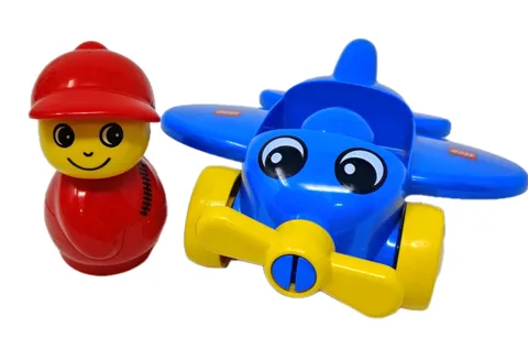 VTG 2001 LEGO Primo My First Plane 2071 Toy Set Roll N Go Blue Airplane & Pilot