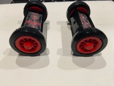 2x LEGO Spoked Red Wheel Axle Smooth Tire 2x4 Black Brick Vintage