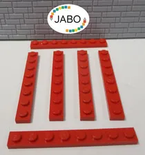 (J8/5/8) LEGO 6x3460 Plate Flat 1x8 Red