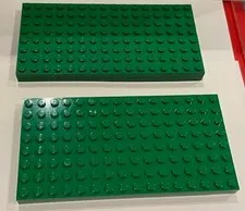 Lego brick  2 - 16 x 8,  3 - 8 x 8,  3 - 12 x 4  Green, Red, Dark Gray