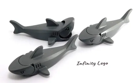 3 LEGO Dark Bluish Grey Sharks with Gills Fish Animal (14518) - 3 Pieces