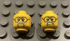LEGO 1 Two Sided Head, Older Male, Glasses, Calm Vs Very Angry Gritted Teeth