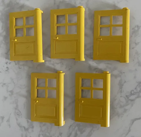 LEGO LOT OF 5 DOORS 1X4X5 WITH 4 PANES #3861 Yellow