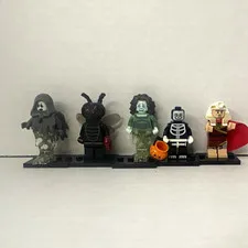 LEGO Minifigures Series 14 Monsters Lot of 5 w/ Accessories, Display Stands