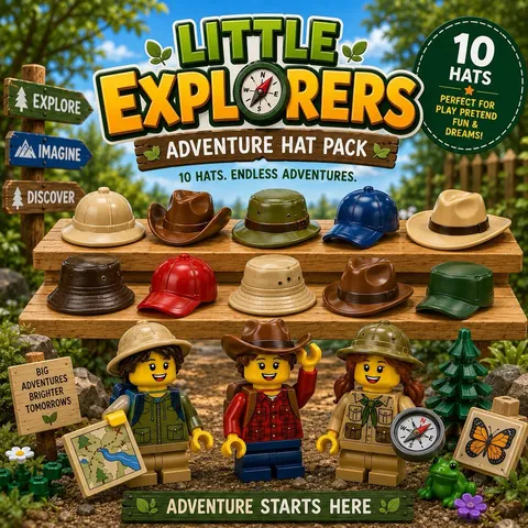 LEGO Little Explorers Adventure Hat Pack Lot of 10 Random Genuine LEGO Hats