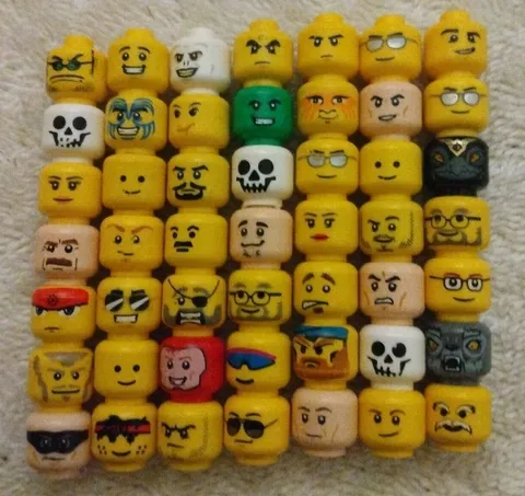 LEGO Lot of 49 Minifigure Heads Variety 100% Lego Lot See Photo 4 Condition H-2