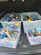 LEGO Bulk Lot Mixed Bricks Pieces Parts Minifigures in Plastic Storage Tubs