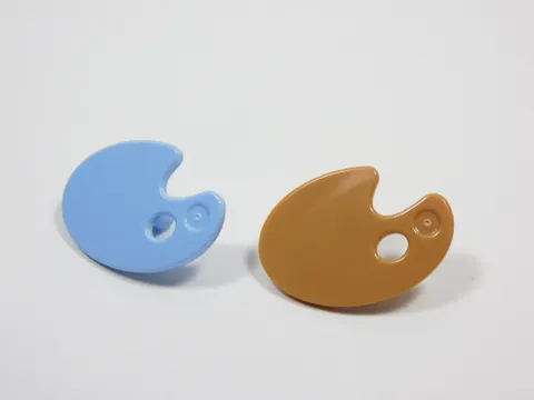LEGO Lot of 2 Paint Palette Accessory Minifig Medium Nougat Bright Light Blue Q7
