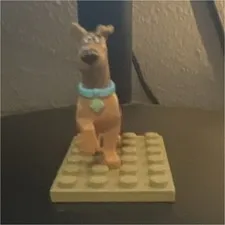 LEGO Dog Figure Tan w/ Spots Blue Collar w/ Tan Baseplate Plastic