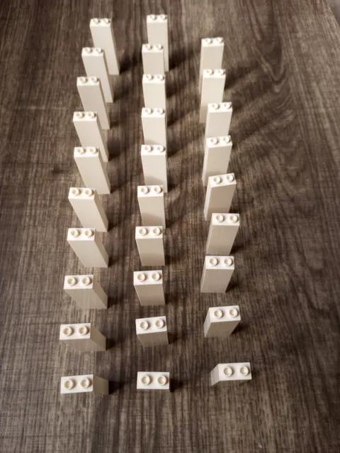 29 pieces White Genuine Lego 1 x 2 x 5 Brick part 2454 with closed studs WYSIWYG