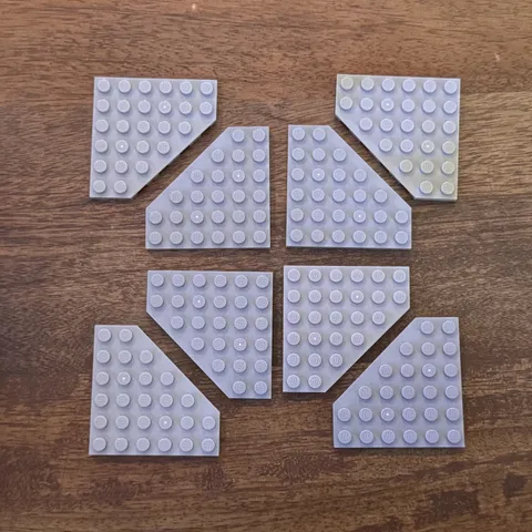 LEGO * Lot of 8 * 6106 * 6x6 Cut Corner Medium Grey Flat Plate (1 FAULTY)