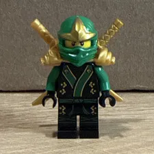 LEGO NINJAGO Lloyd Green Ninja Minifigure Gold Armor 2 Swords njo737