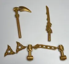 LEGO Ninjago Golden Weapons Accessories Scythe Sword Nunchucks Throwing Stars