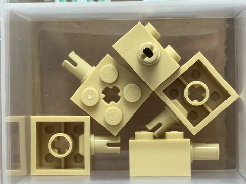 LEGO Parts - Tan Brick, Modified 2 x 2 with Pin and Axle Hole - No 6232 - QTY 5