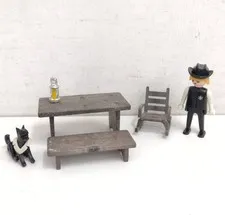 Playmobil Vintage Western Lot - Sheriff Dog and Geobra Furniture (1974)