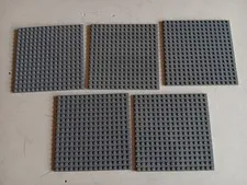 LEGO LOT OF 5 DARK BLUISH GRAY BASE PLATES 16X16 STUD #91405 5" X 5"