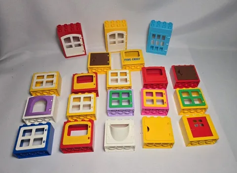 Lego Duplo Childrens Building Blocks Doors And Windows Lot Of 20 Pcs Vintage