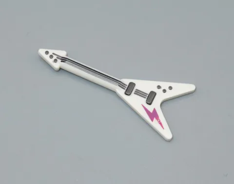 LEGO mini electric guitar white pink minifigures musical instrument
