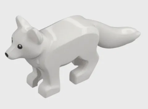 NEW LEGO White Fox Bushy Tail Black Eyes and Nose Wolf Dog Animal 112411pb01