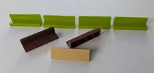 7 LEGO parts 1x4 panel with wall (long bench seat) #15207 green brown tan