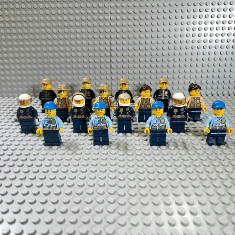 LEGO Police Minifigure Lot of 16 Officers Custom Swamp Marsh Ranger Crew