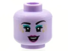 New LEGO Alien Head Girl Purple Gold Sparkles Lavender Pink lipstick Blue smile