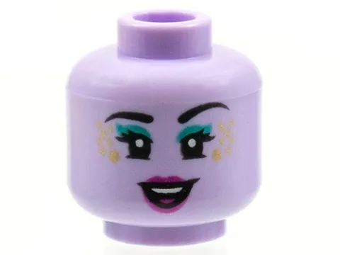 New LEGO Alien Head Girl Purple Gold Sparkles Lavender Pink lipstick Blue smile