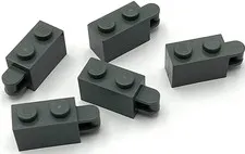 Lego 5 New Dark Bluish Gray Bricks Modified 1 x 2 with Bar Handle on End Parts